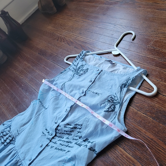 ASOS DESIGN slash neck button down dropped waist mini sundress blue floral Sz 4 - Picture 13 of 13